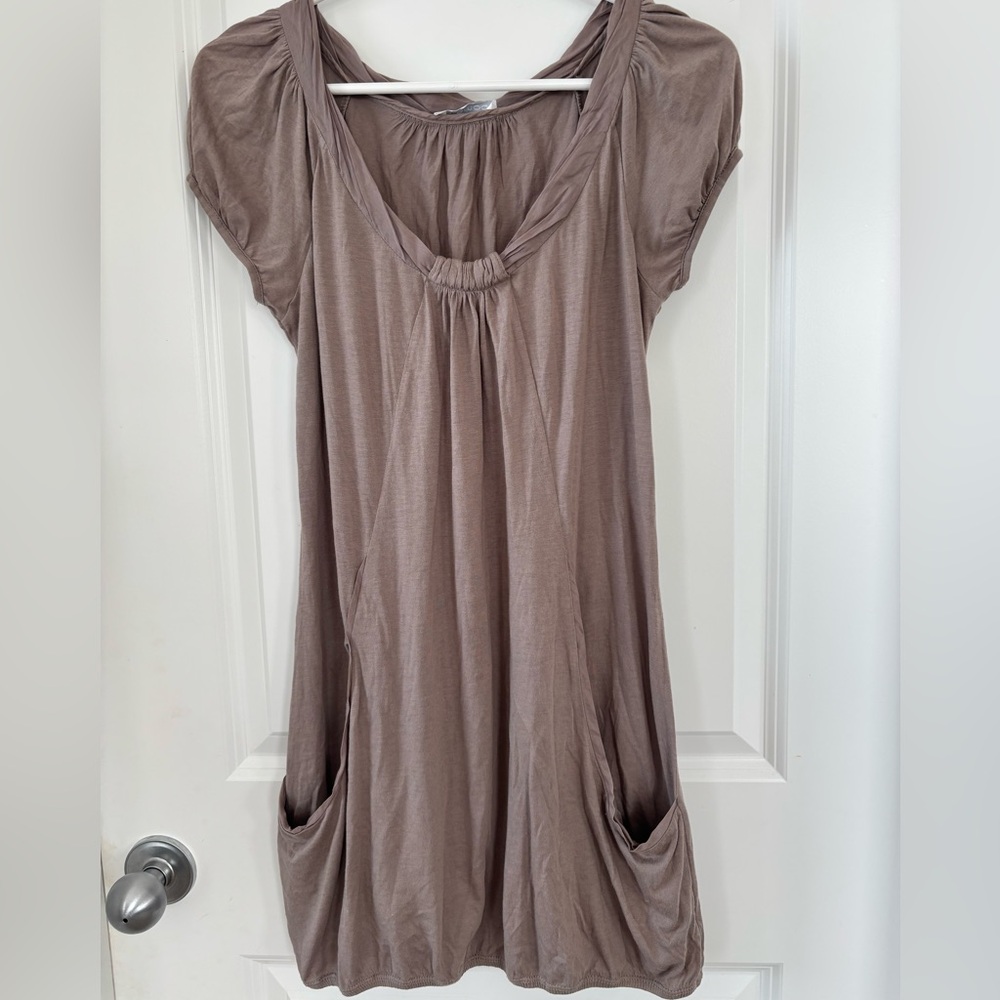Promod Brown Puff Sleeve Tunic Relaxed Fit